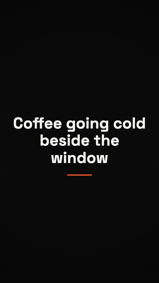 Big grotesk lines dead centre, every word popping in on its beat. — rendered sample
