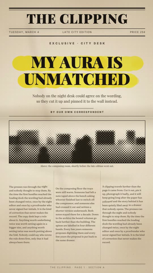 A marker sweeps your headline across a real front page. — rendered sample