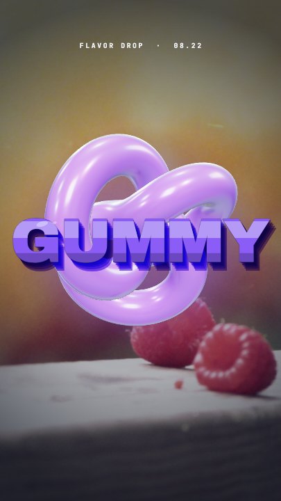 Gummy Word template at 1.1s — The word bounces in