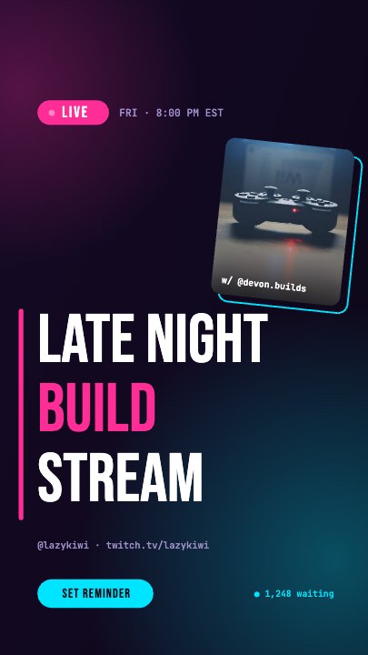 Livestream Announcement template at 2.7s — The title snaps in