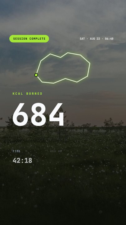 Workout Summary Card template at 2.4s — The number rolls