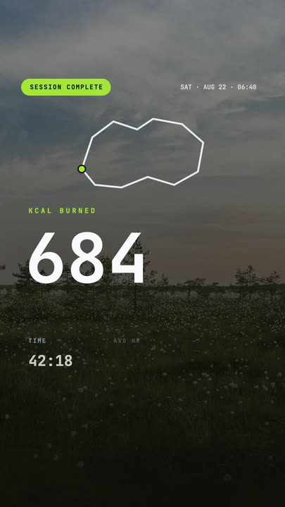 Workout Summary Card template at 2.4s — The number rolls