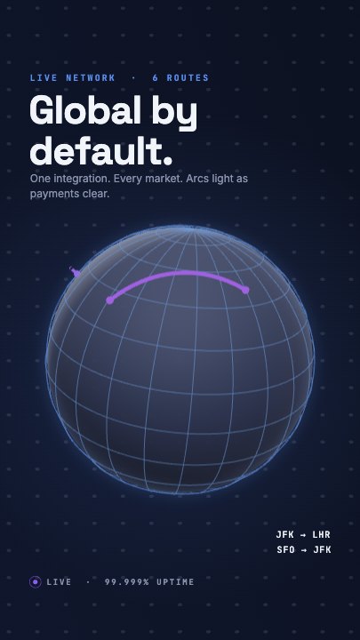 Globe Arcs template at 1.2s — Globe and headline