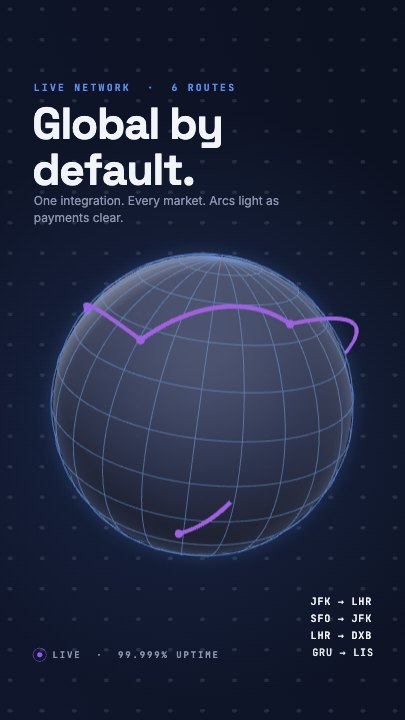 Globe Arcs template at 2.6s — Routes light in sequence