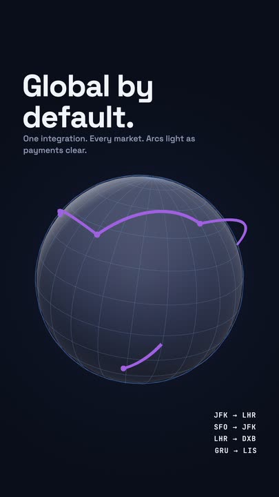 Globe Arcs template at 2.6s — Routes light in sequence