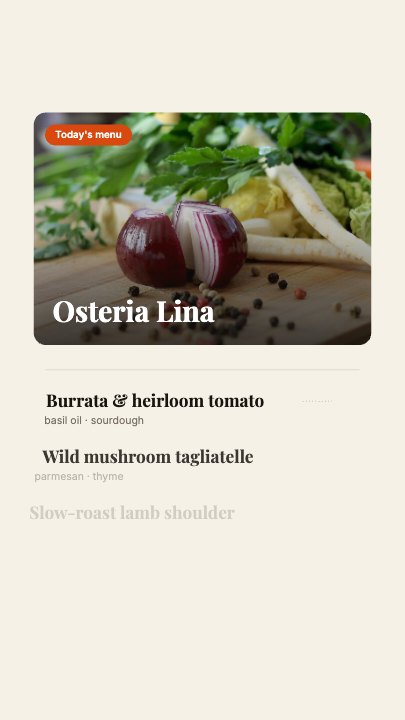 Animated Menu Board template at 1.3s — Photo and name