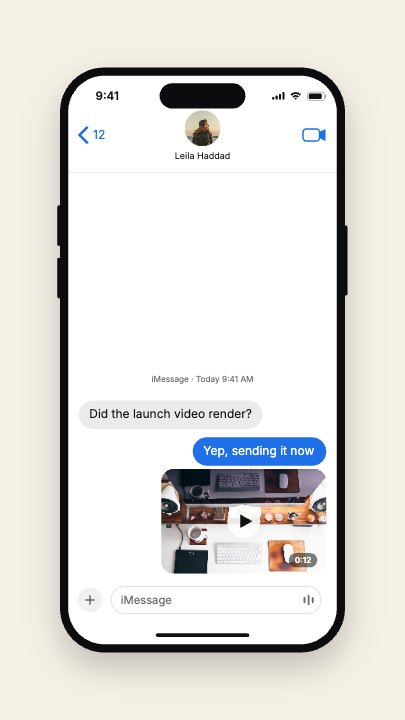 Chat Bubbles template at 2.4s — The reply and the attachment