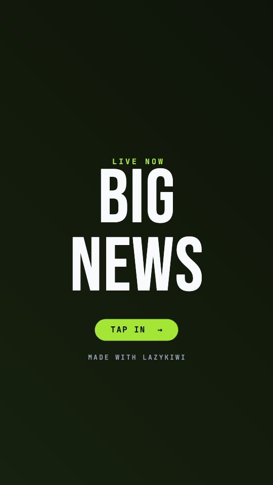 Per-word stagger with a CTA pill landing. — rendered sample