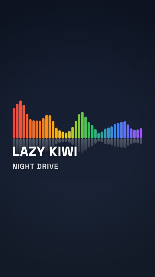 A bar spectrum over a big artist title. — rendered sample