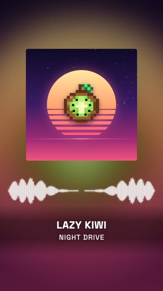 A fluid wave either side of the album art. — rendered sample