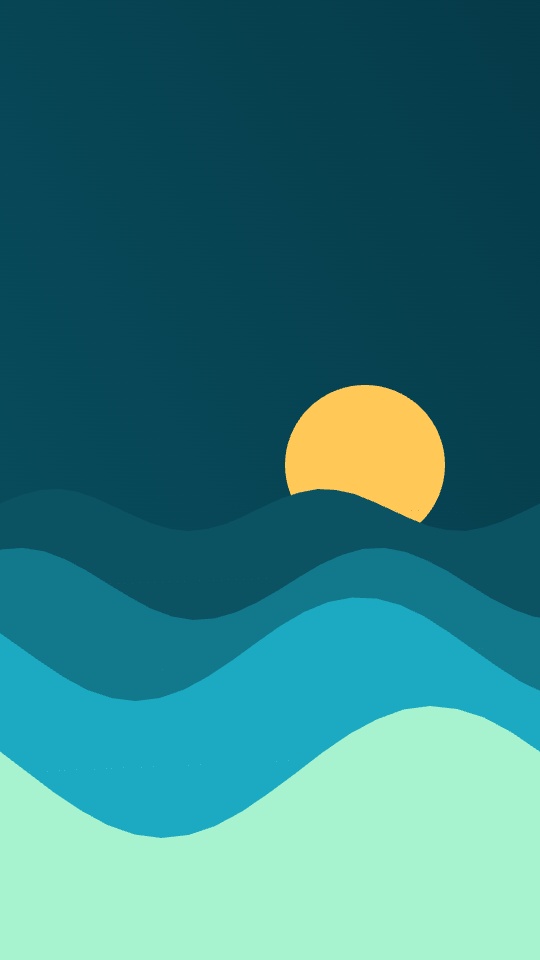 Four layers of sea rolling past a sinking gold sun. — rendered sample