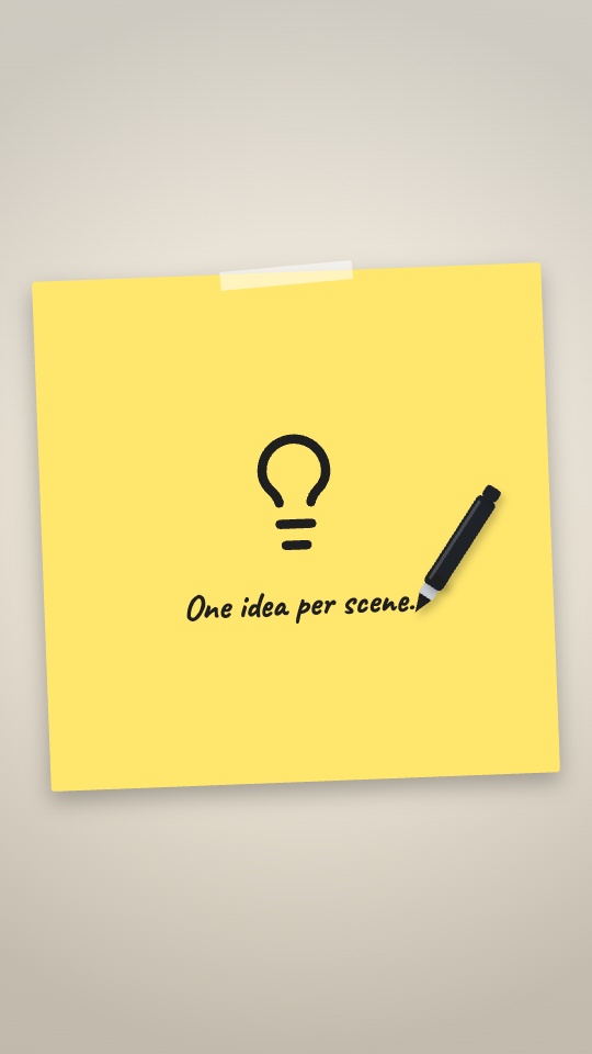 A pastel note lands on the desk for every point, slightly crooked, marker on top. — rendered sample