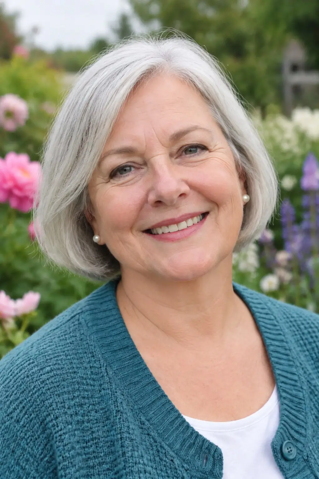 Double chin remover: a garden portrait with a subtle chin retouch