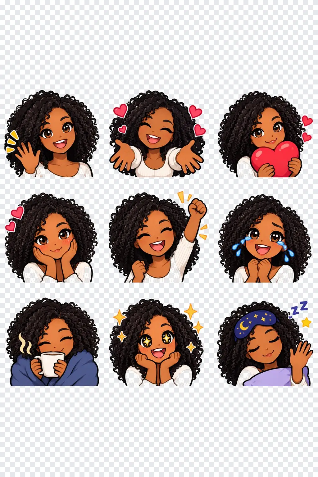 Twitch emote maker: a portrait turned into nine anime emotes
