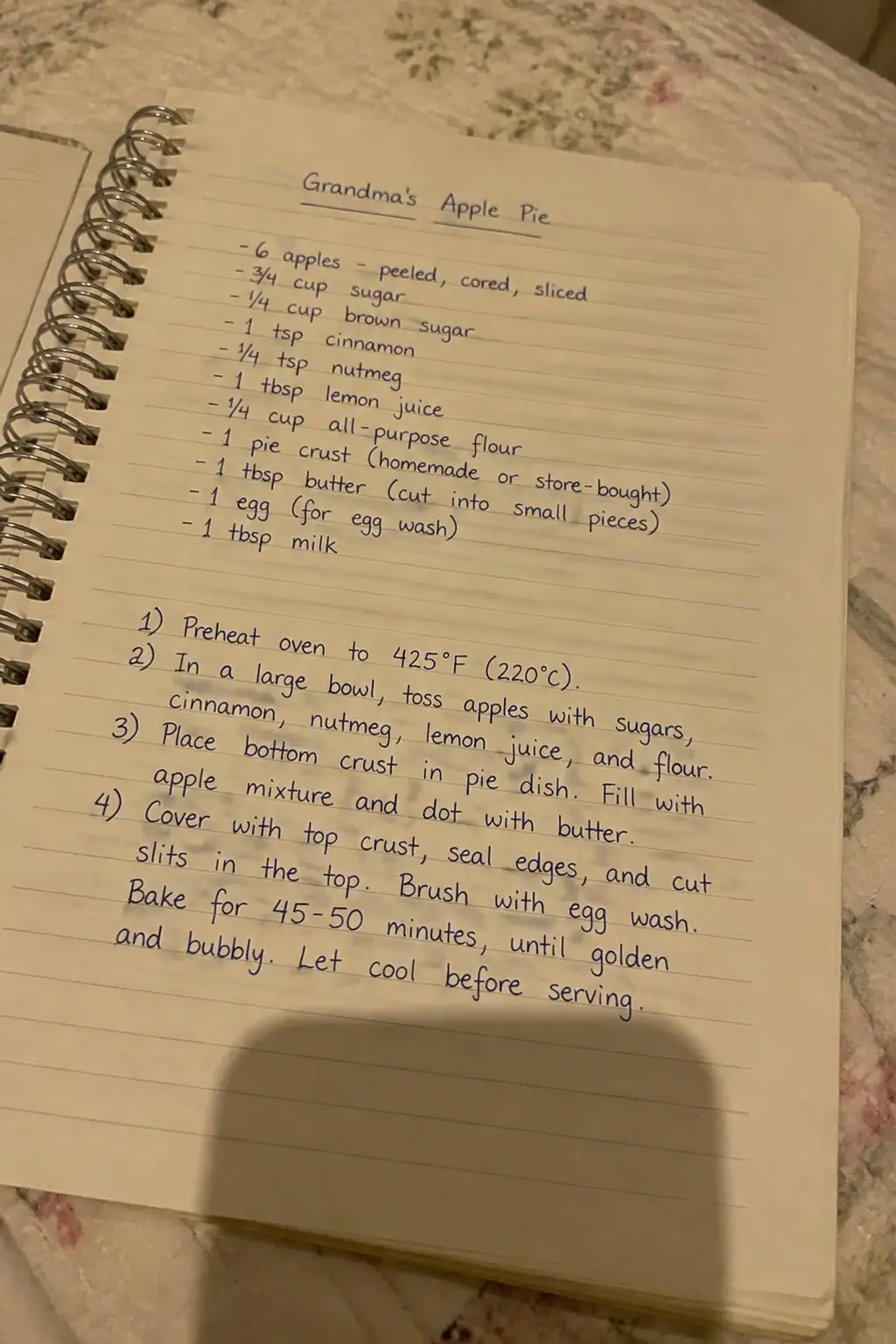 Photo scanner: a handwritten notebook recipe turned into a clean color scan — original
